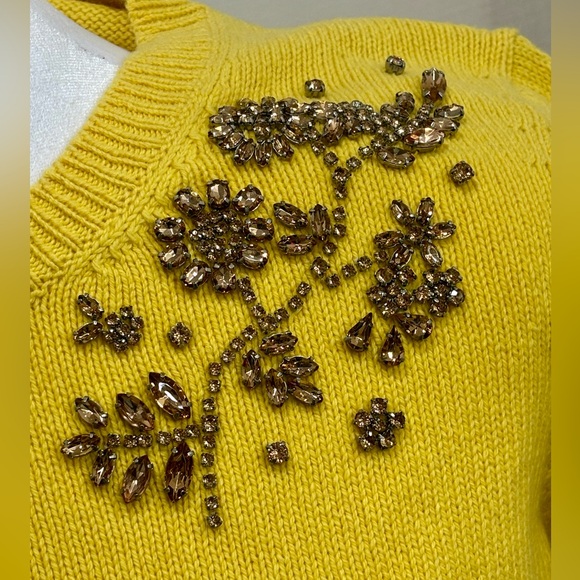 Talbots Yellow with Rhinestones Sweater. Size PM. NWT - Picture 3 of 9